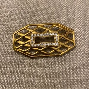 Vintage Monet Gold Tone Rhinestone Brooch